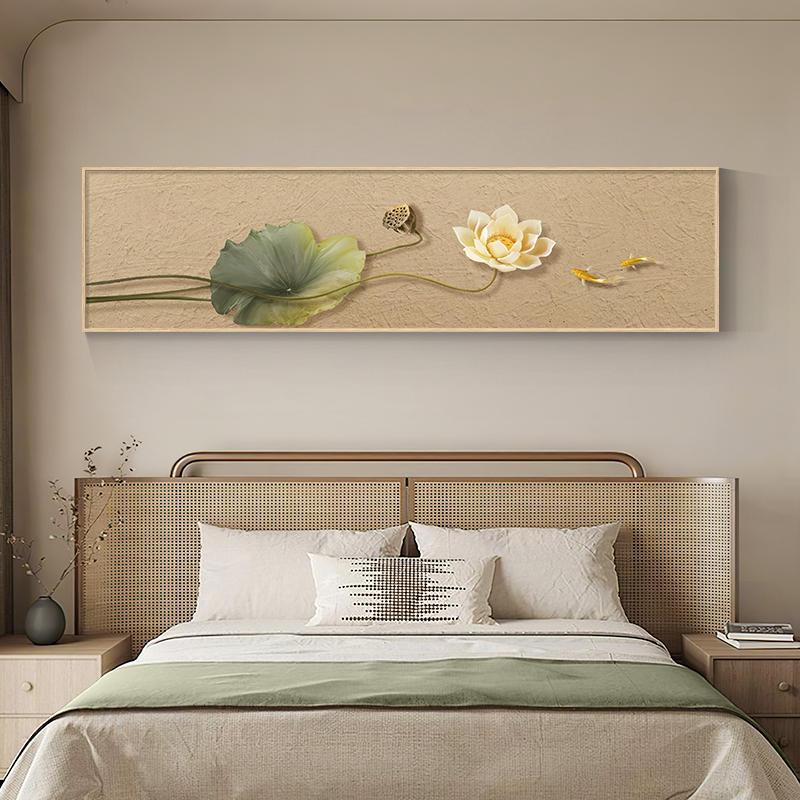 Mẫu tranh hoa sen treo phòng ngủ sang trọng