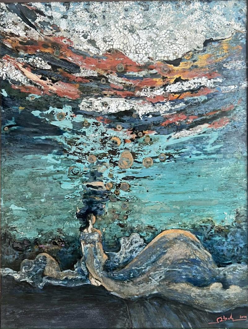 Tranh sơn mài truyền thống sở hữu độ sâu thẳm về màu sắc ở không gian 3D bên dưới