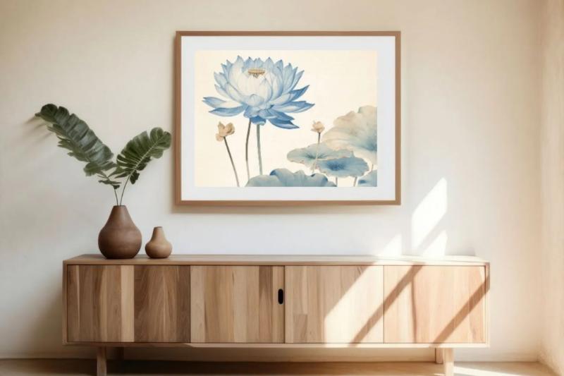 Vị trí vàng khi treo tranh hoa sen