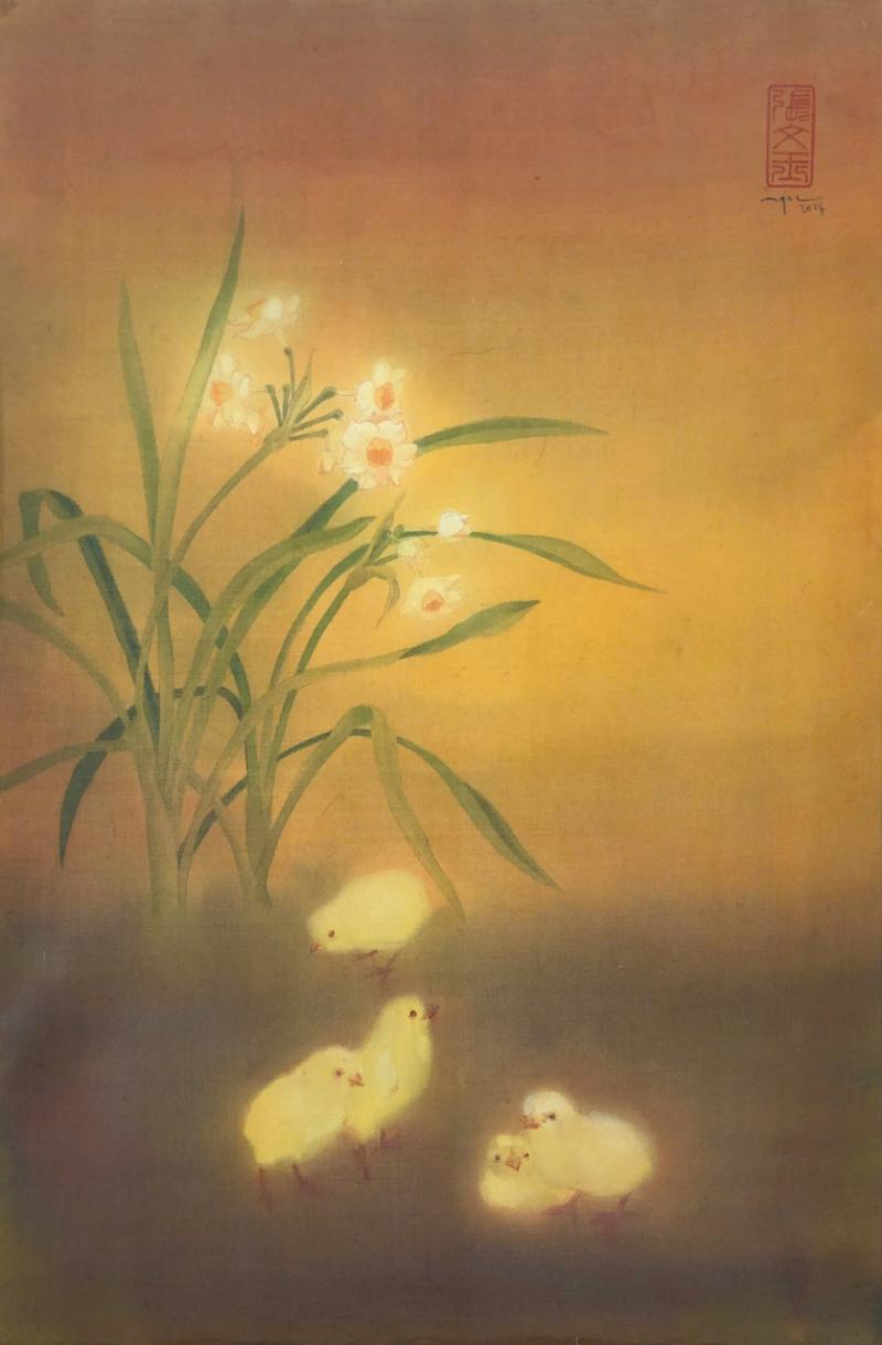 Xuân Hy Vọng - Tranh lụa của họa sĩ Trương Văn Ngọc