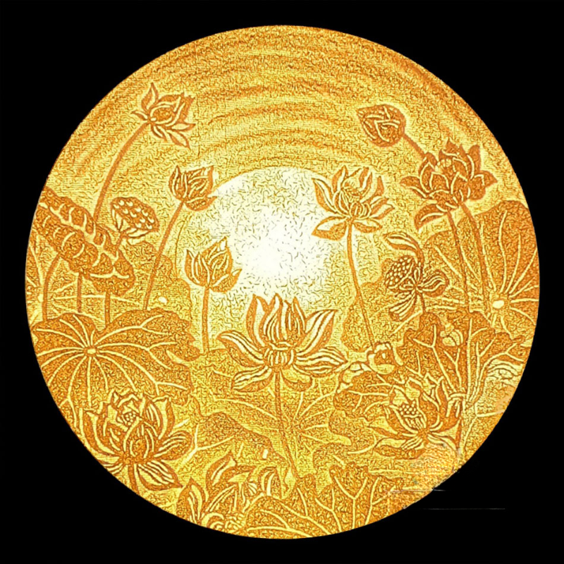 Tranh trúc chỉ hoa sen mẫu 5