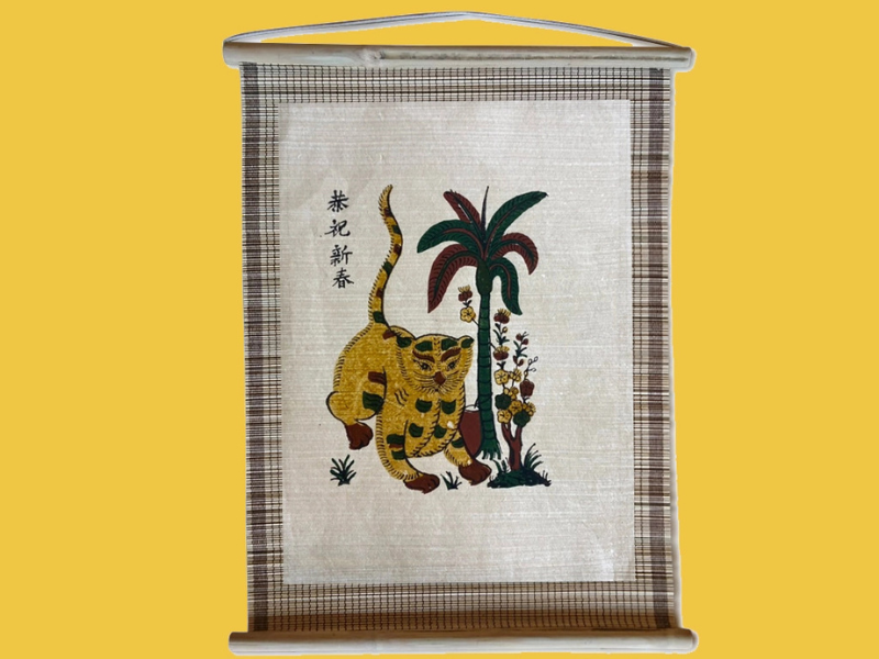 Tranh Đông Hồ Mèo dán mành 45cm x 32cm