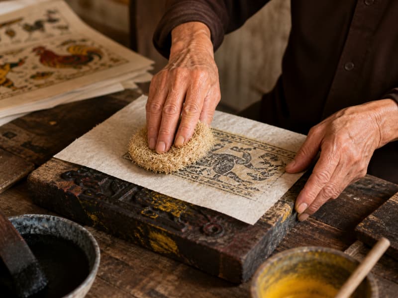 Từng công đoạn in tranh đều được thực hiện thủ công vô cùng tỉ mỉ, đòi hỏi sự kiên nhẫn và đôi bàn tay tài hoa của người nghệ nhân