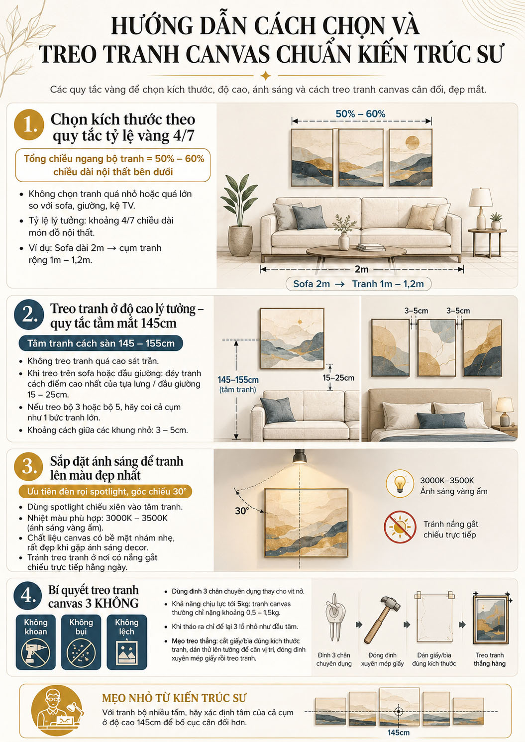 Hướng dẫn cách chọn và treo tranh Canvas