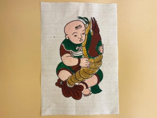 Tranh giấy Đông Hồ Em Bé ôm tôm 