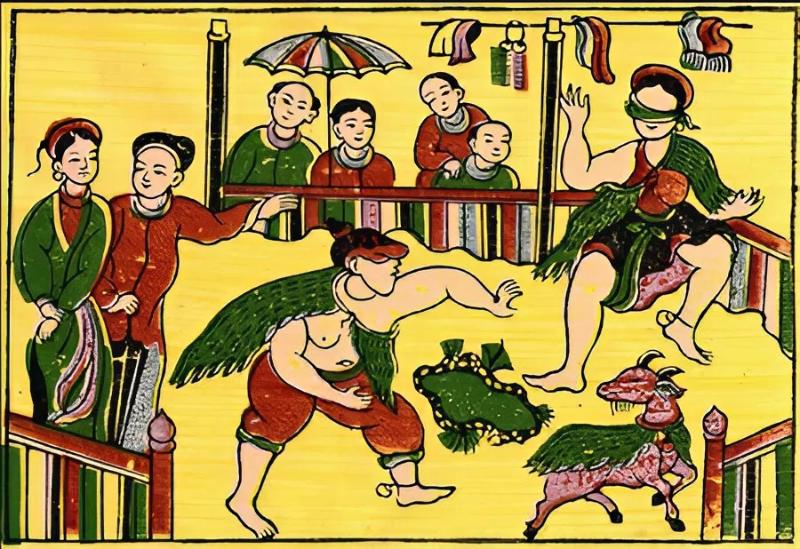 Artnam - Địa chỉ bán tranh Đông Hồ bịt mắt bắt dê chất lượng