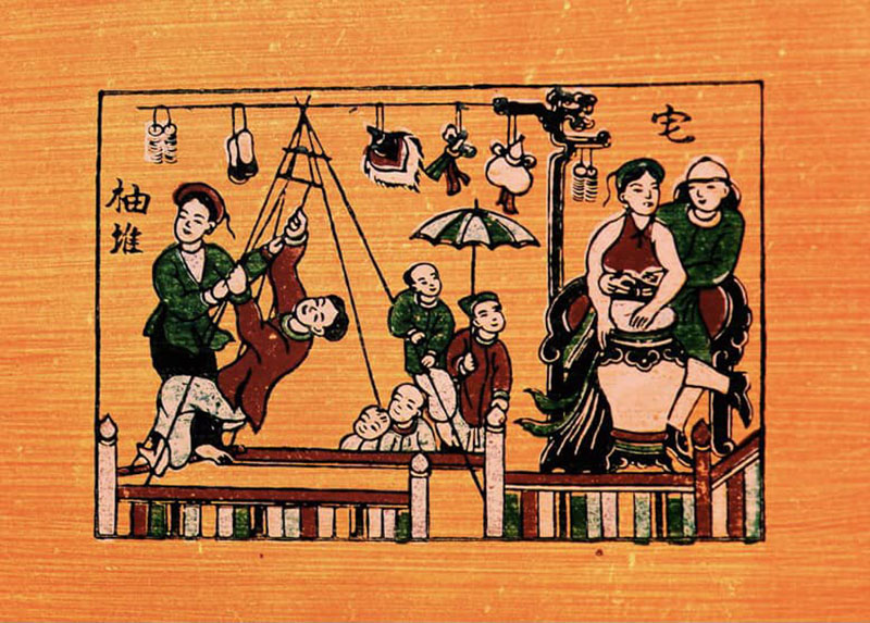 Tranh Đông Hồ Đánh Đu