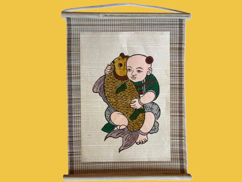 Artnam - Địa chỉ bán tranh Đông Hồ em bé ôm gà uy tín, chất lượng