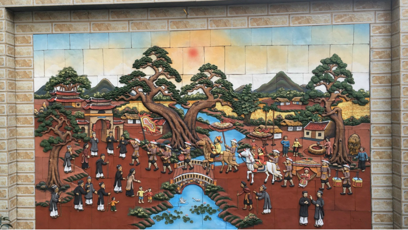 Tranh gốm Vinh Quy Bái Tổ 
