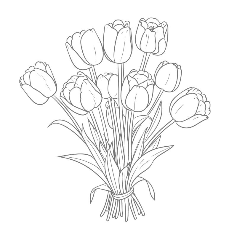 Tranh tô màu hoa tulip cho bé tiểu học