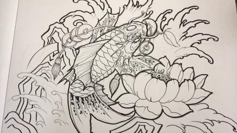 Vẽ cá chép hóa rồng truyền thống