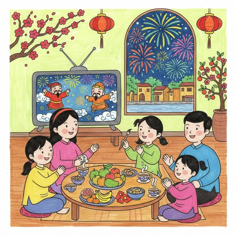 Mẫu vẽ tranh ngày tế đơn giản