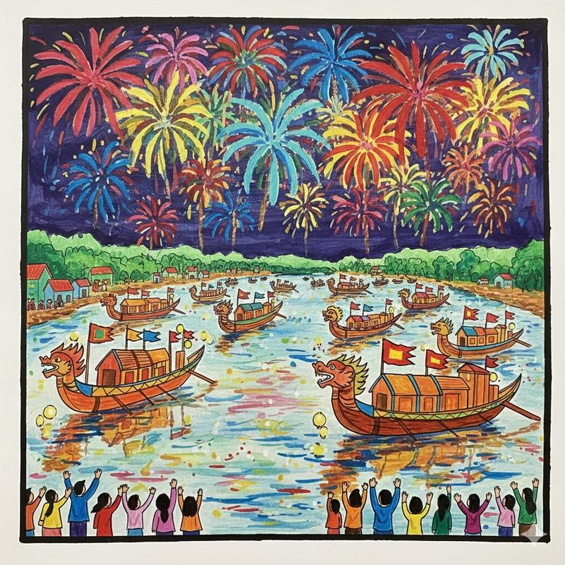 Mẫu tranh vẽ ngày tết lễ hội dân gian