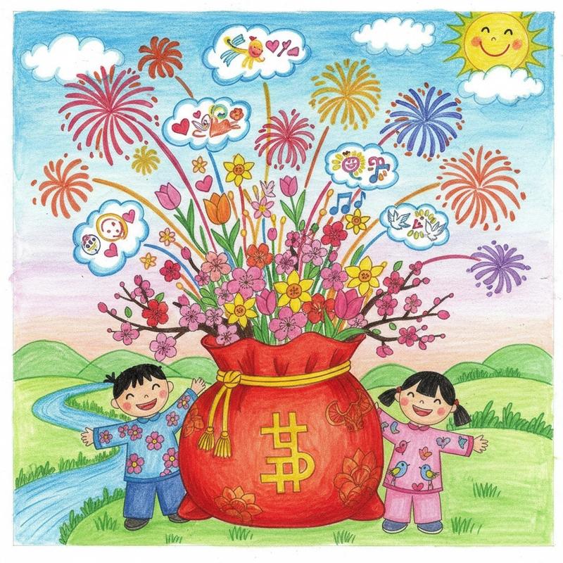 Tranh vẽ ngày tết mùa xuân khoe sắc