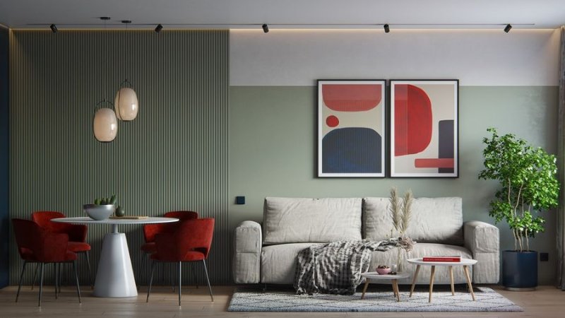 Bộ tranh hình học Bắc Âu treo phòng khách theo phong cách Scandinavian hiện đại