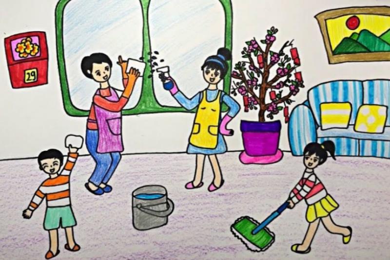 Mẫu vẽ tranh ngày tế đơn giản