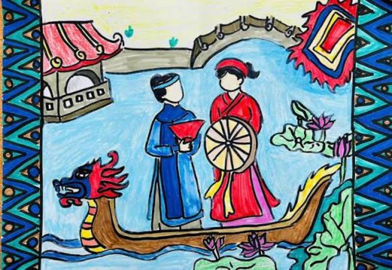 Mẫu tranh vẽ ngày tết lễ hội dân gian