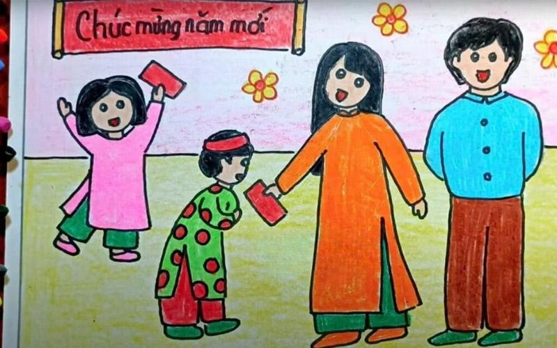 Mẫu vẽ tranh ngày tế đơn giản