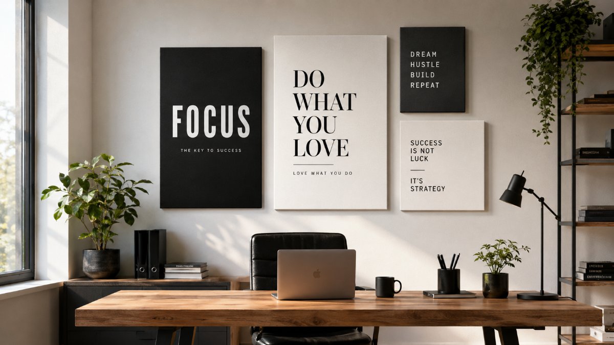 Cụm tranh canvas chữ nghệ thuật động lực treo tường văn phòng làm việc hiện đại tại Artnam Gallery