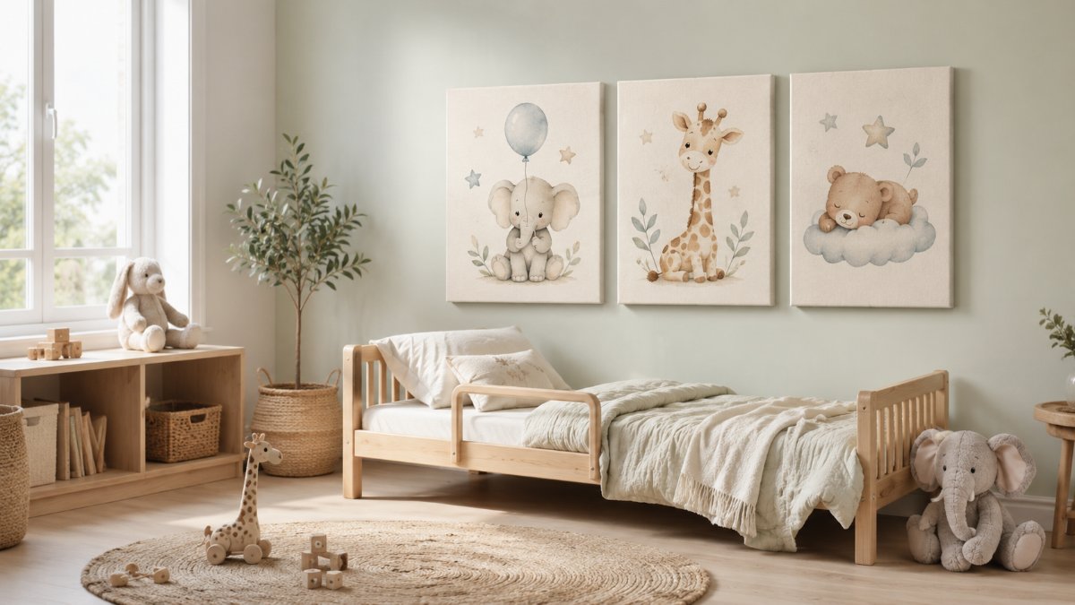 Bộ tranh canvas động vật hoạt hình ngộ nghĩnh treo tường phòng ngủ cho bé tại Artnam Gallery