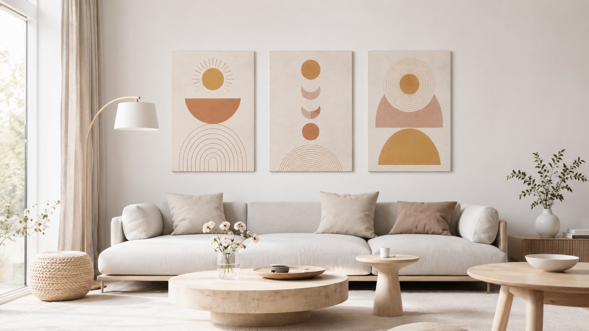 Bộ tranh canvas phong cách Bắc Âu Scandinavian tối giản cho căn hộ hiện đại