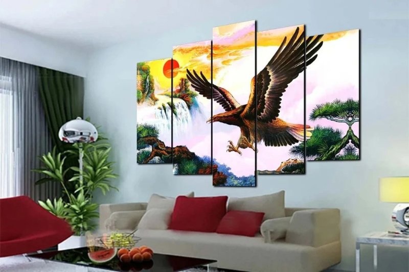 Tranh đại bàng treo phòng khách mang ý nghĩa về sức mạnh, bản lĩnh và khát vọng vươn cao