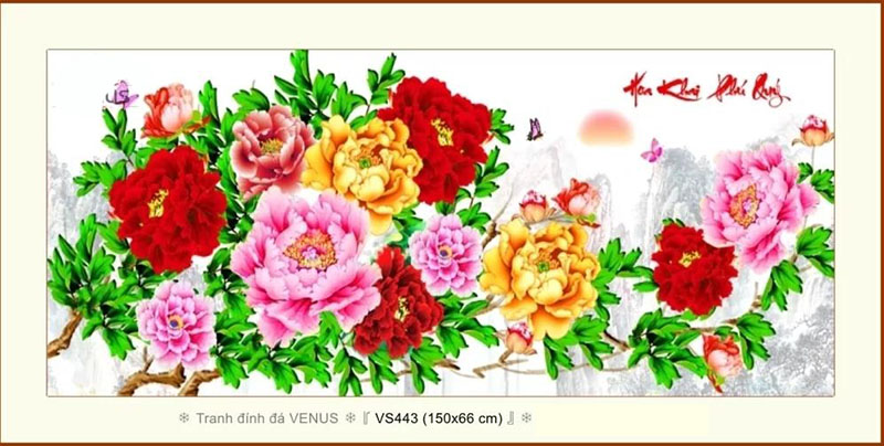 Tranh đính đá hoa mẫu đơn phú quý