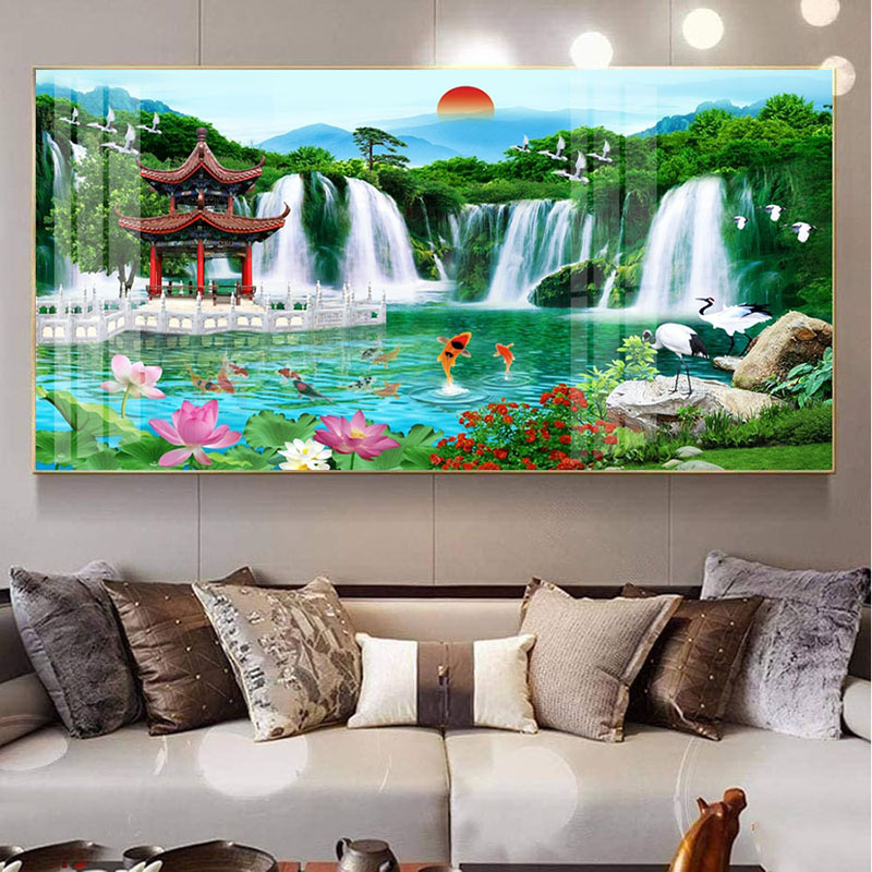 Tranh tráng gương pha lê treo phòng khách
