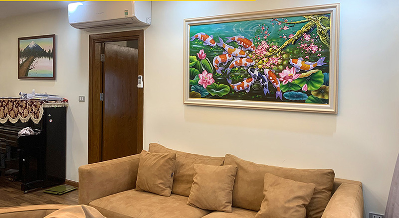 Tranh treo tường phòng khách chung cư hồ tùng mậu