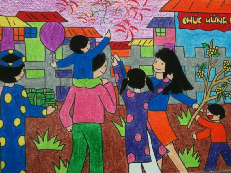 Mẫu vẽ tranh ngày tế đơn giản