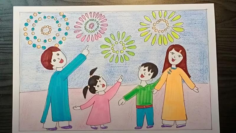 Mẫu vẽ tranh ngày tế đơn giản