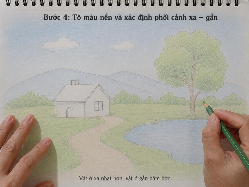 Tô màu nền và xác định phối cảnh xa – gần