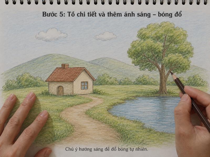Tô chi tiết và thêm ánh sáng – bóng đổ