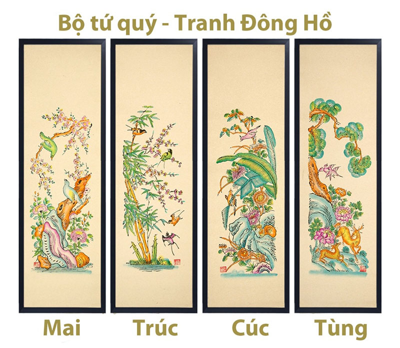 Tranh Đông Hồ Tùng Cúc Trúc Mai