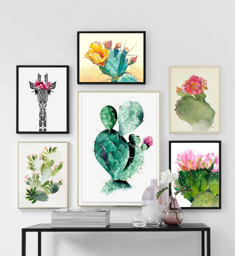 In bộ tranh canvas cây xương rồng gai góc tinh tế