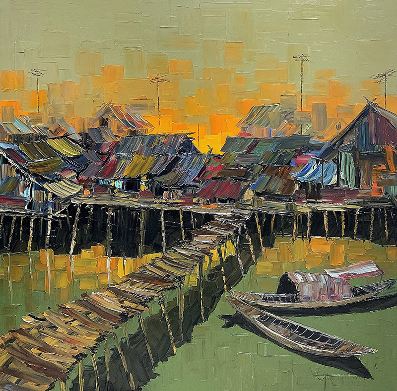 Nhà tranh ven sông