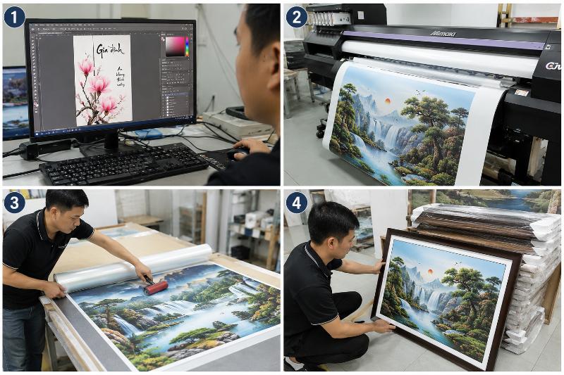 Quy trình in tranh treo tường theo yêu cầu