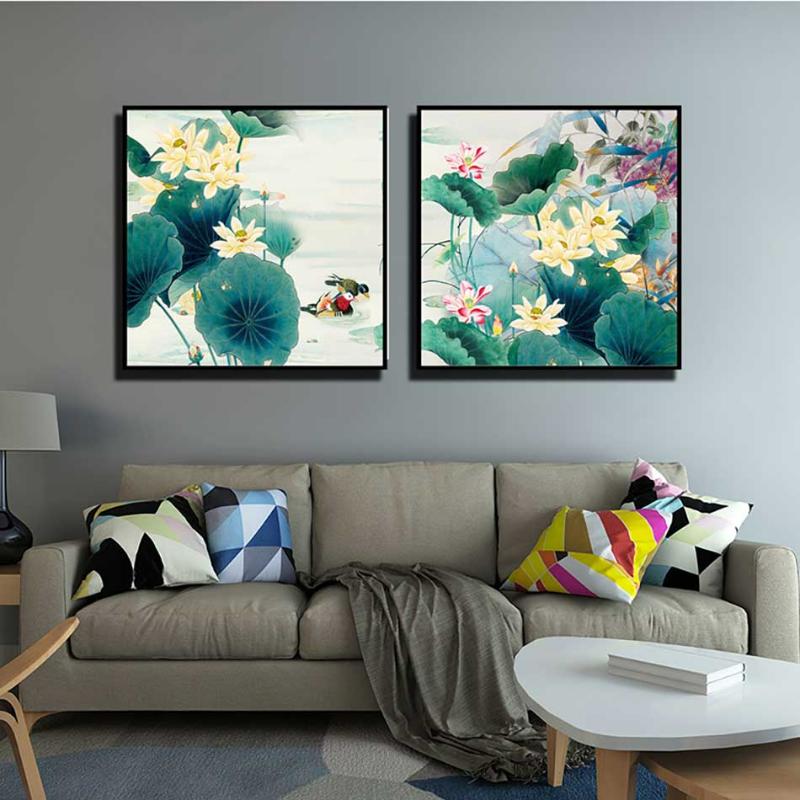 In tranh canvas đầm sen bình yên mang lại cảm giác thư thái cho không gian