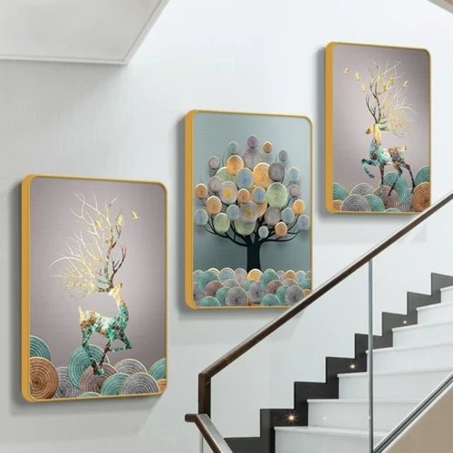 Tranh phong thủy cây tài lộc treo sườn cầu thang