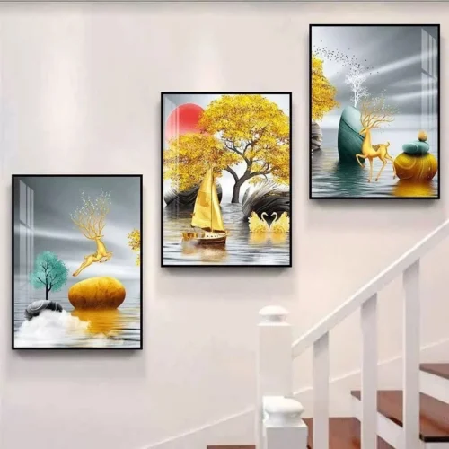 Tranh cầu thang sơn thủy thuận buồm xuôi gió