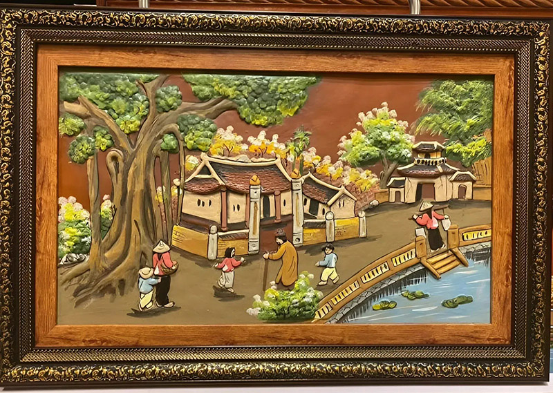 Tranh cây Đa - Giếng nước - Sân đình