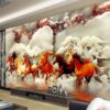 Bề mặt tranh dán tường vải lụa in UV 8D họa tiết nổi chân thực