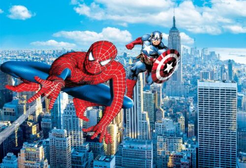 Tranh dán tường 5D siêu anh hùng cho phòng ngủ bé trai