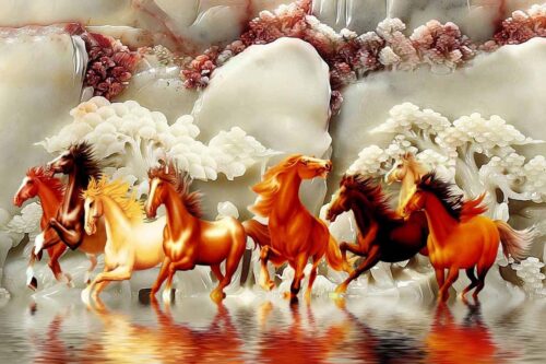 Tranh dán tường phong thủy Mã đáo thành công