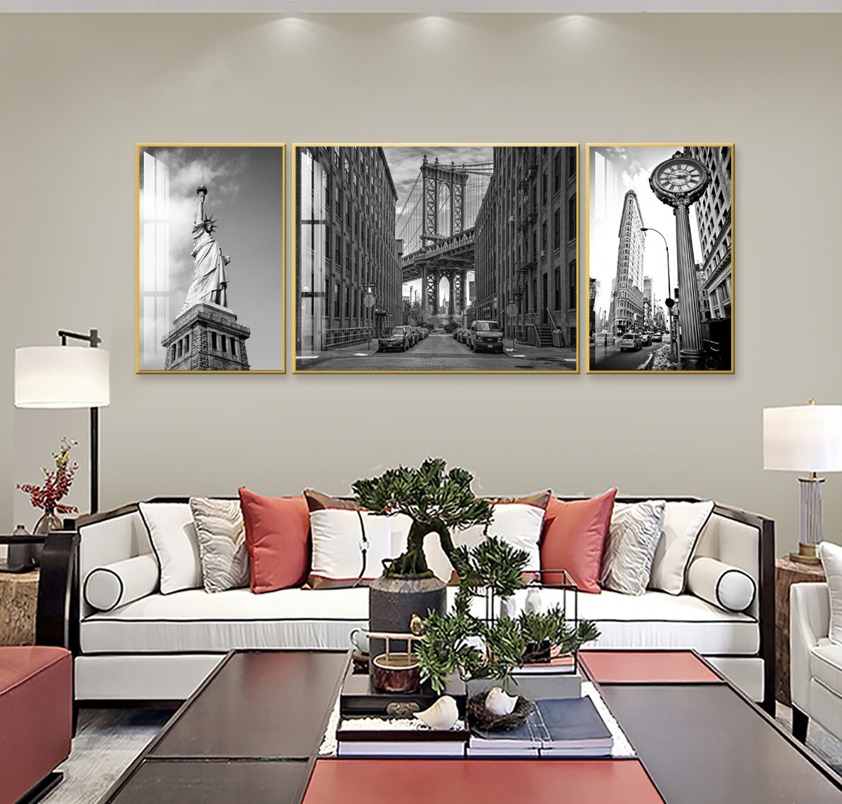 Tranh thành phố New York treo phòng khách