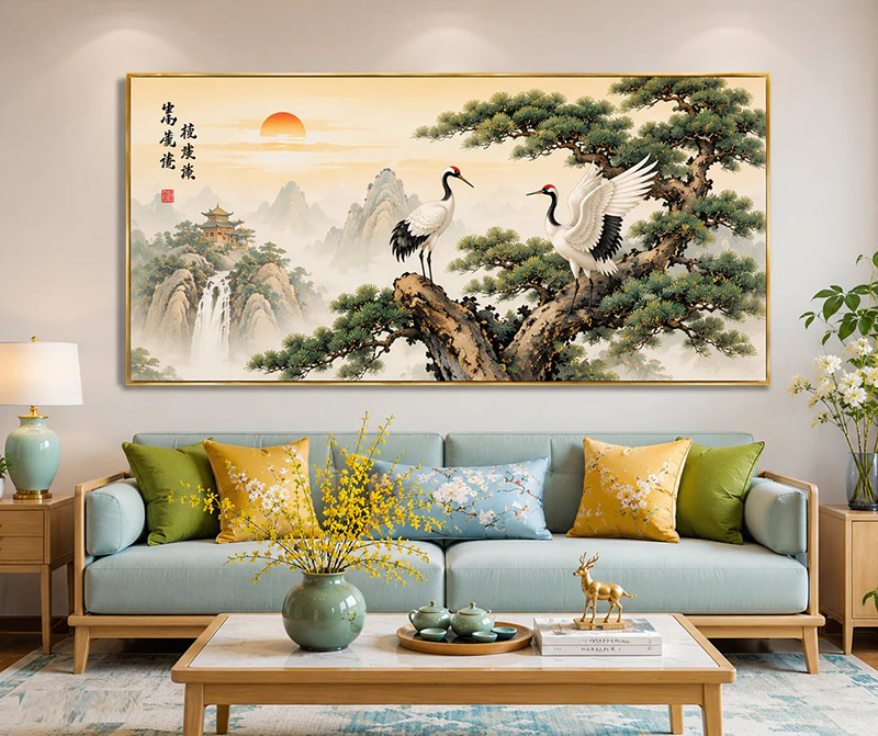 Tranh thủy mặc Tùng Hạc Vĩnh Cửu