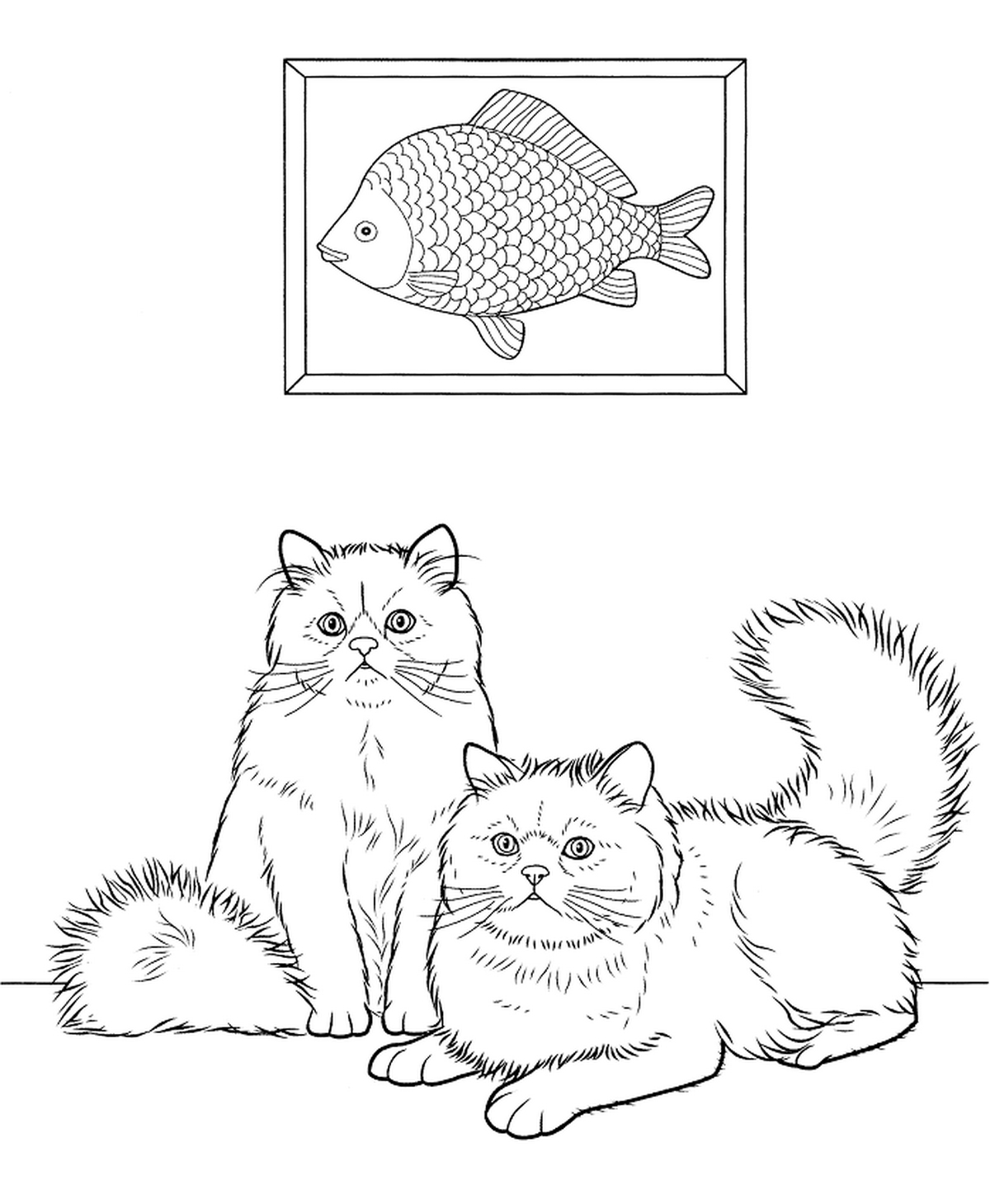 Tranh tô màu con mèo cute