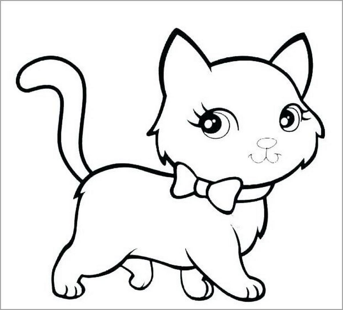 Tranh tô màu con mèo cute