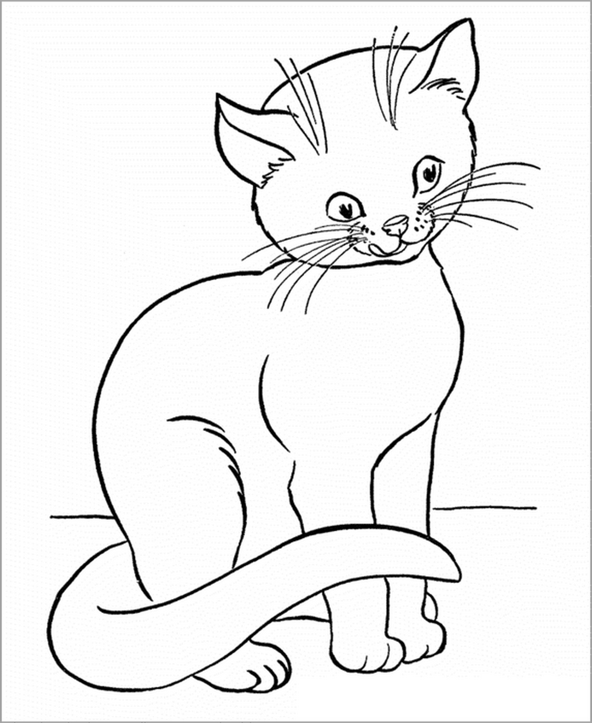 Tranh tô màu con mèo cute