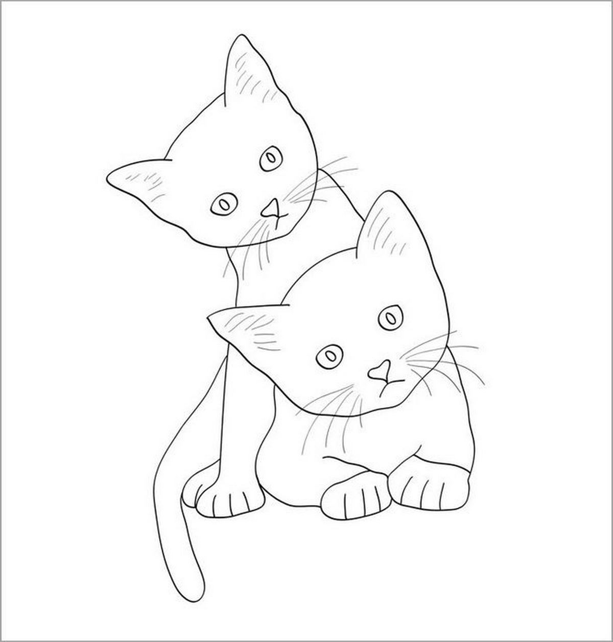 Tranh tô màu con mèo cute